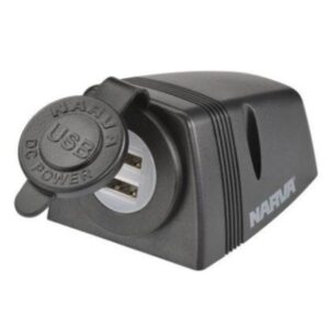 Narva Dual USB & USB-C HD Surface Mount Socket - Black (81156BL)