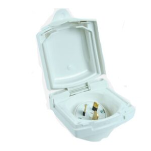 Clipsal 15A Caravan Power Inlet (White) 240V - IP34