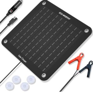 ECO-Worthy 12 Volt 5&10 Watts Solar Trickle Charger Keep Car Battery from Drain Dead,Portable Solar Battery Charger Maintainer for Car Boat Marine
