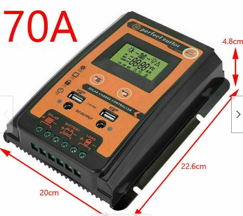 12V-24V MPPT 70A Solar Panel Regulator Charge Controller Dual USB