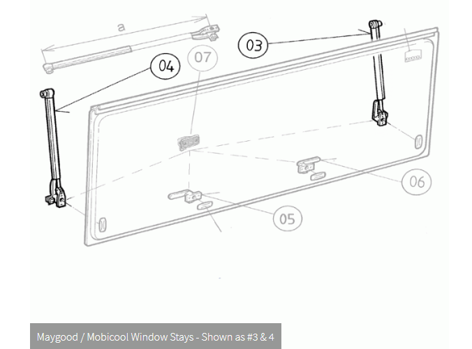 DM-W350: Window Stays (Pair) - Suit 350mm Maygood / Mobicool Windows