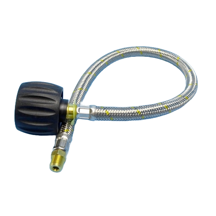 Coast RV Bromic 450mm Flexible SS LCC27 Gas Pigtail - Suit Twin Cylinders (1/4 Male Inverted Flare)
