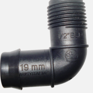 Threaded Elbow 19mm Barbed x 1/2" BSP Male