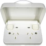 Weatherproof Power Point Double Pole 10 Amp Outlet GPO IP65 Rated - White