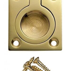 BRASS FLUSH RING PULL HANDLE 40X50MM