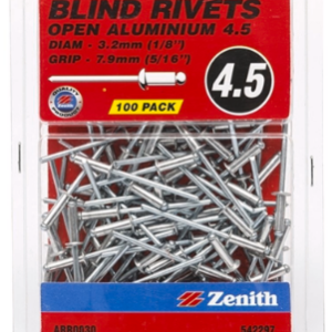 Zenith blind rivets open aluminium 4.5 100 pack