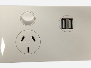 ACMS Power Outlet Single N/W + Dual 4A USB W/12VDC Terminal