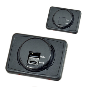 12V Twin Charging Station USB A/USB C Black